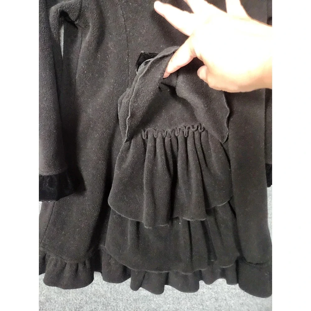 Copper Key Coat Girls 4/5 Black Ruffle Dress Jacket Red Rose Buttons Velvet Trim
